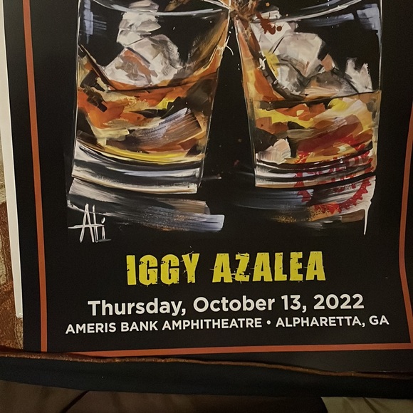 RARE PITBULL Can’t Stop Us Now Poster Iggy Azalea Signed by Artist Ali Leja - Picture 3 of 4